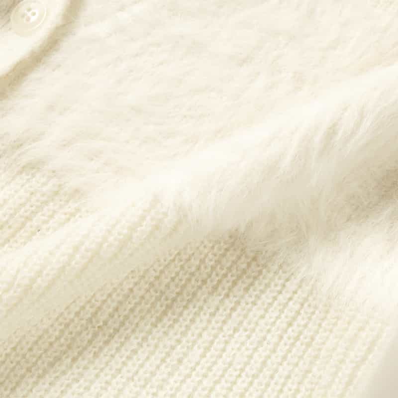 BARNEYS NEW YORK ウォッシャブル コンビネーションボーダーニットカーディガン WHITE