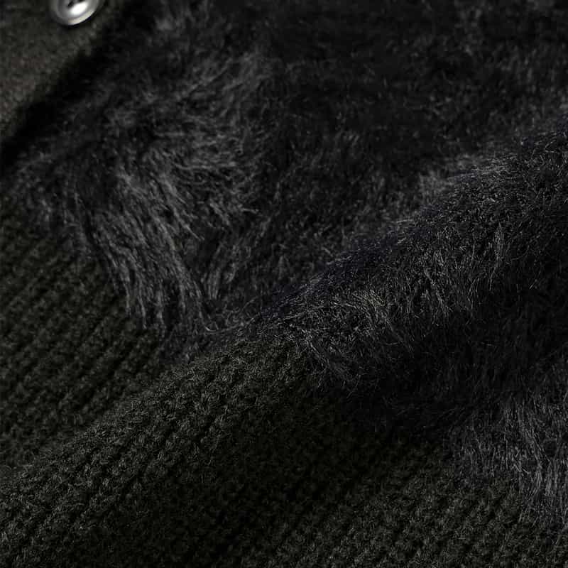 BARNEYS NEW YORK ウォッシャブル コンビネーションボーダーニットカーディガン BLACK