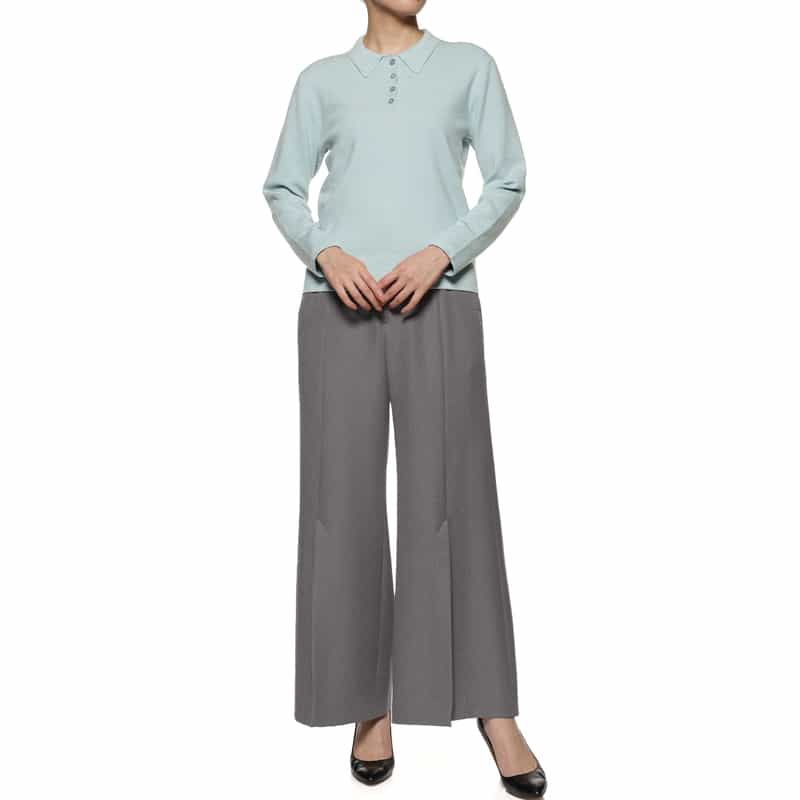 BARNEYS NEW YORK ウォッシャブル ポロニットプルオーバー LIGHT BLUE