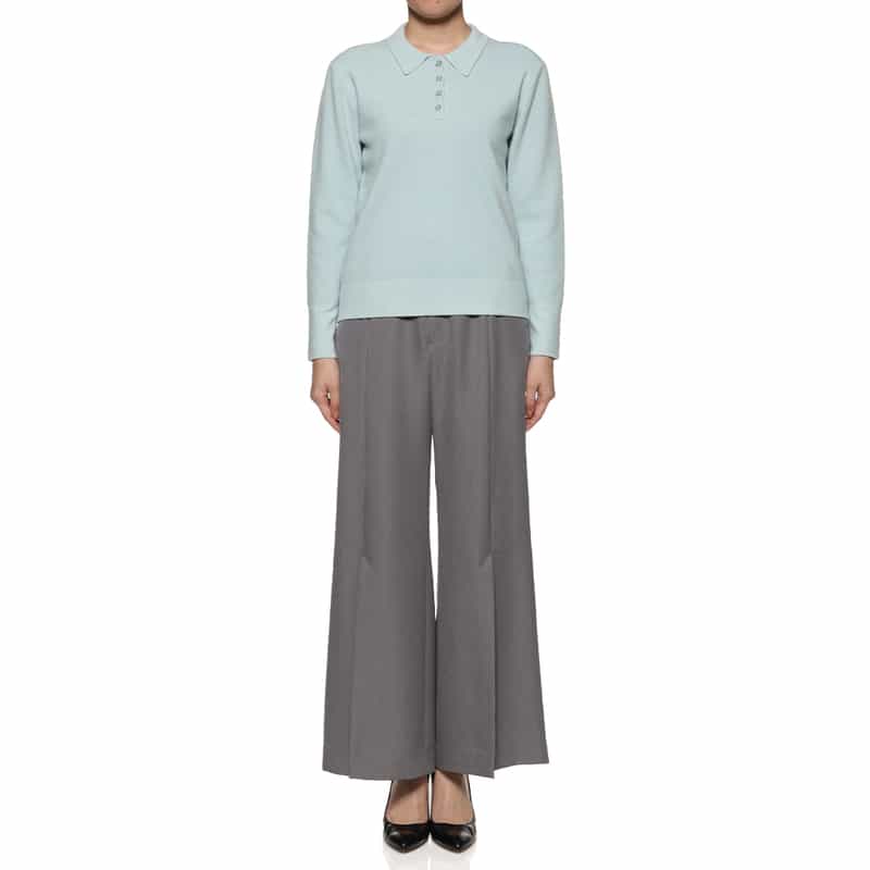 BARNEYS NEW YORK ウォッシャブル ポロニットプルオーバー LIGHT BLUE