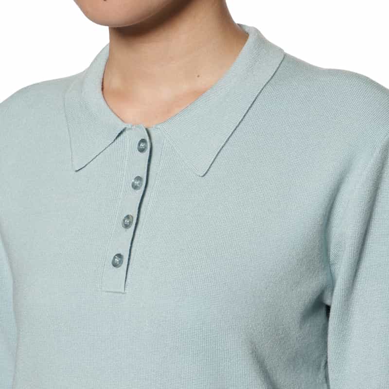 BARNEYS NEW YORK ウォッシャブル ポロニットプルオーバー LIGHT BLUE