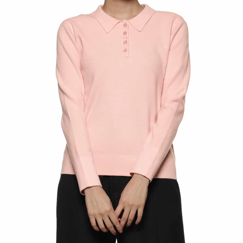 BARNEYS NEW YORK ウォッシャブル ポロニットプルオーバー LIGHT PINK