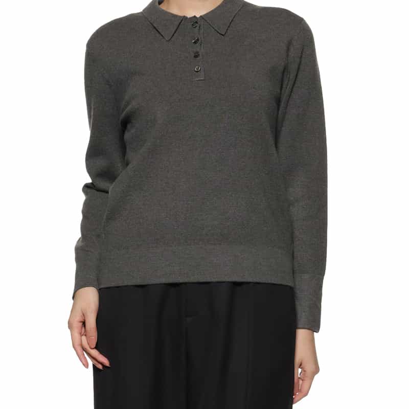 BARNEYS NEW YORK ウォッシャブル ポロニットプルオーバー GRAY