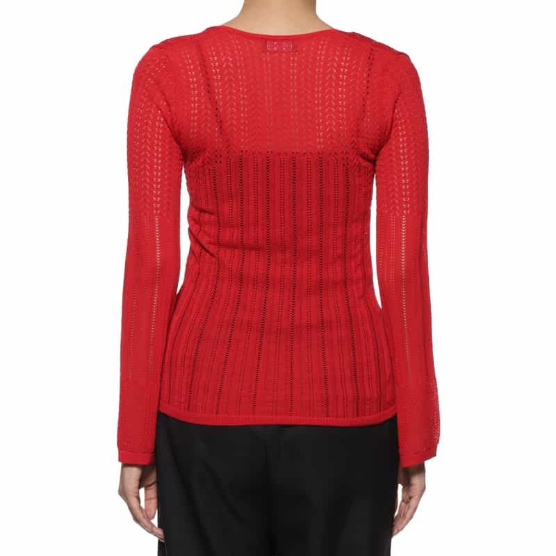 BARNEYS NEW YORK ウォッシャブル レースニットプルオーバー RED