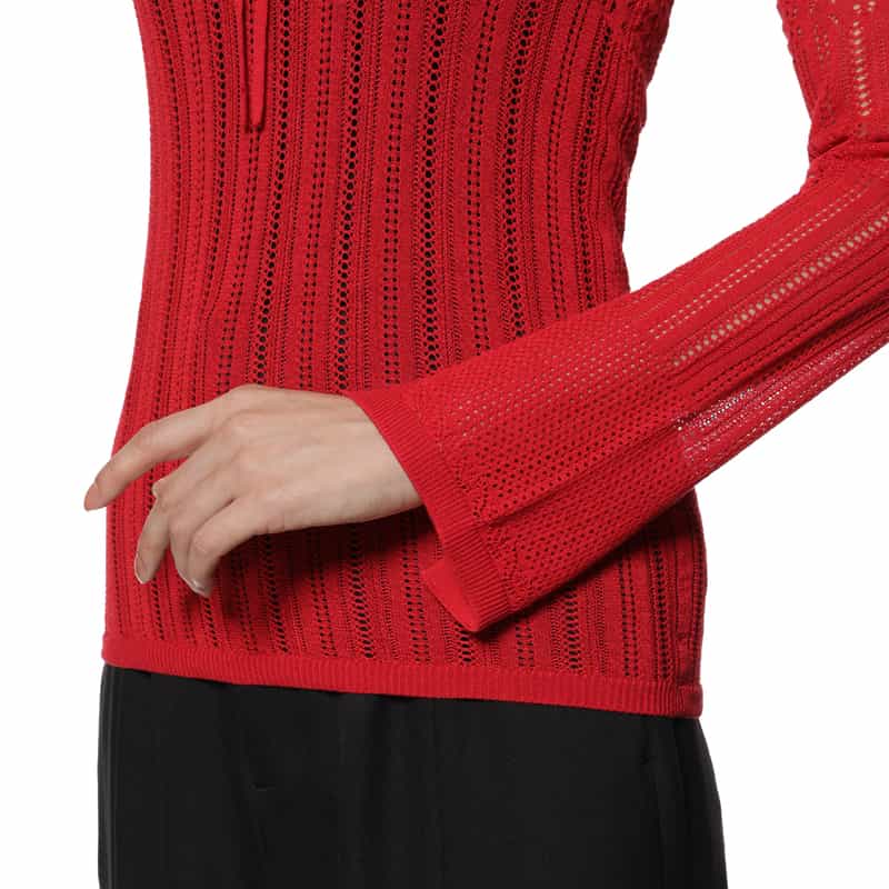 BARNEYS NEW YORK ウォッシャブル レースニットプルオーバー RED