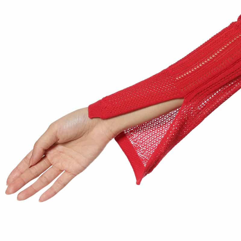 BARNEYS NEW YORK ウォッシャブル レースニットプルオーバー RED