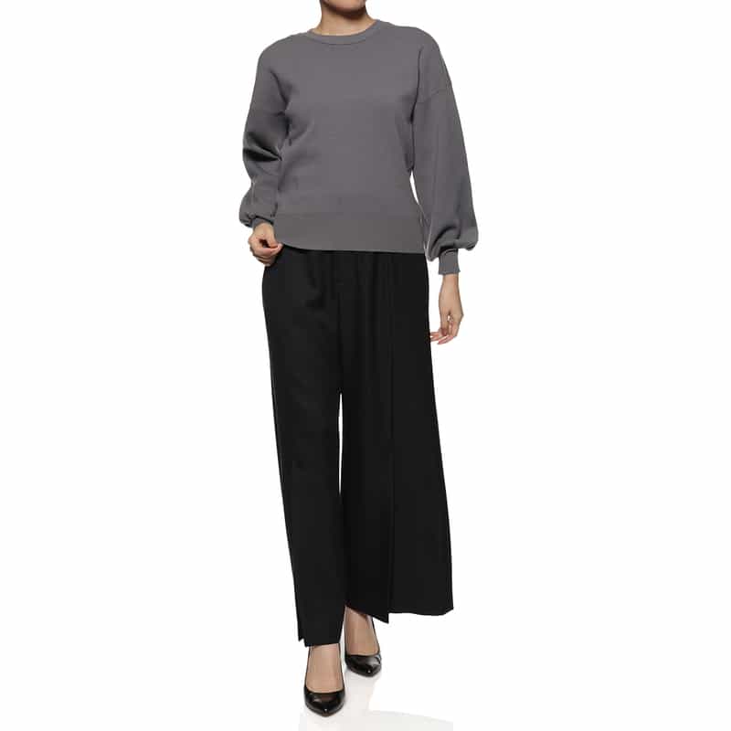 BARNEYS NEW YORK ウォッシャブル ボリュームスリーブニットプルオーバー GRAY