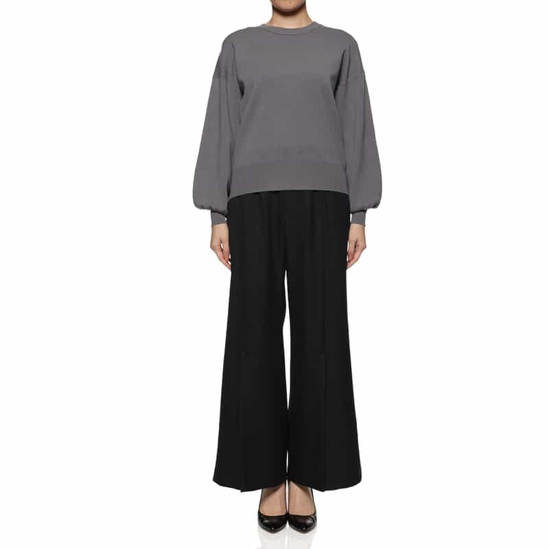 BARNEYS NEW YORK ウォッシャブル ボリュームスリーブニットプルオーバー GRAY