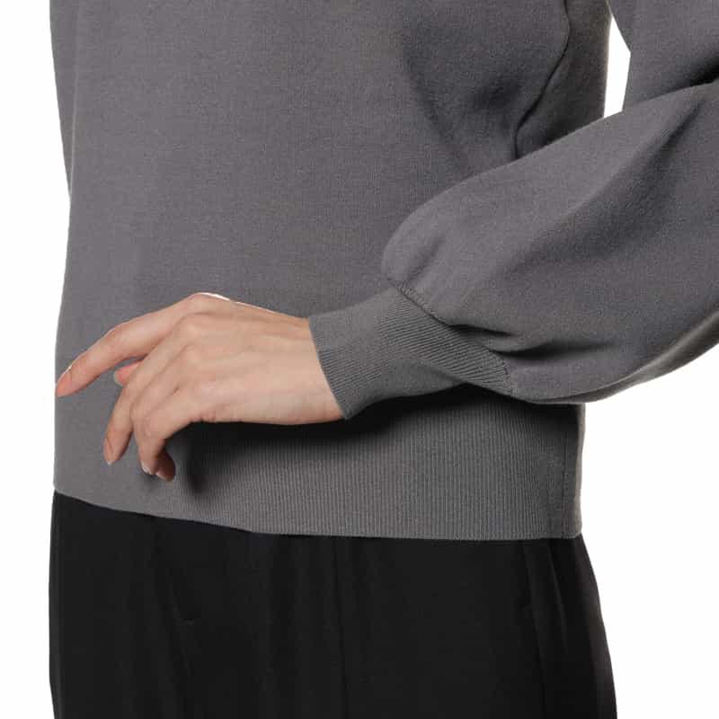 BARNEYS NEW YORK ウォッシャブル ボリュームスリーブニットプルオーバー GRAY