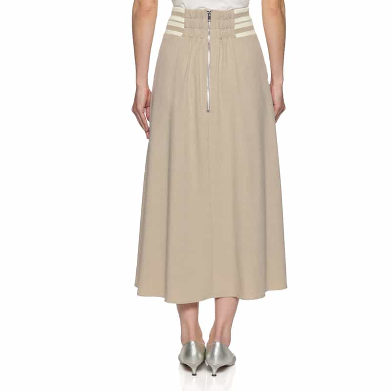 BARNEYS NEW YORK ウォッシャブル サイドボーダーフレアスカート BEIGE