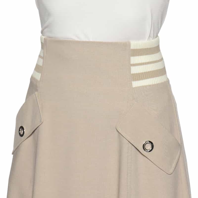 BARNEYS NEW YORK ウォッシャブル サイドボーダーフレアスカート BEIGE