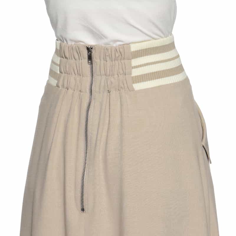 BARNEYS NEW YORK ウォッシャブル サイドボーダーフレアスカート BEIGE