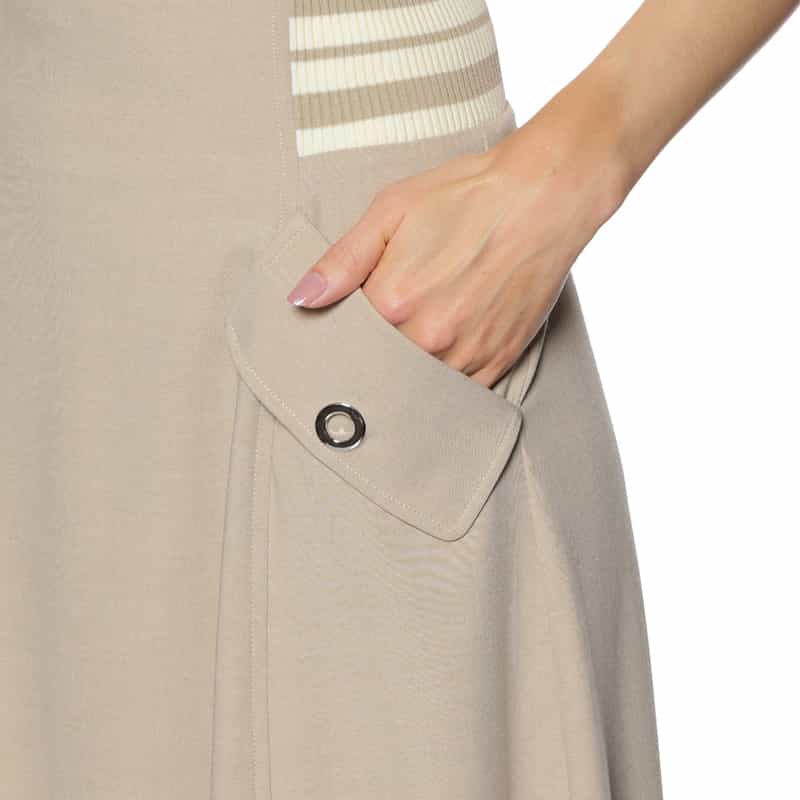 BARNEYS NEW YORK ウォッシャブル サイドボーダーフレアスカート BEIGE