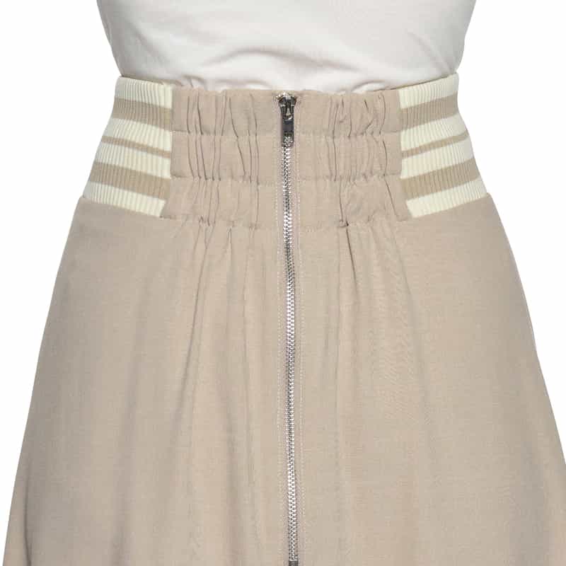 BARNEYS NEW YORK ウォッシャブル サイドボーダーフレアスカート BEIGE