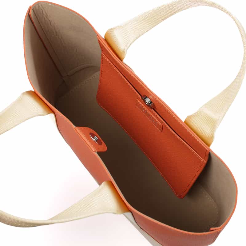 BARNEYS NEW YORK マイクロファイバーミニトートバッグ （S） ORANGE