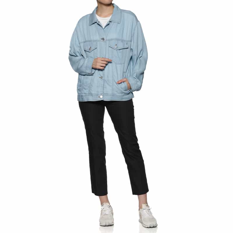 BARNEYS NEW YORK ウォッシャブル ビッグシルエット レーヨンデニム ブルゾン LT BLUE