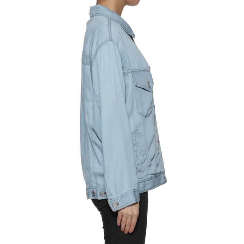 BARNEYS NEW YORK ウォッシャブル ビッグシルエット レーヨンデニム ブルゾン LT BLUE