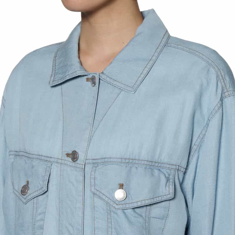 BARNEYS NEW YORK ウォッシャブル ビッグシルエット レーヨンデニム ブルゾン LT BLUE