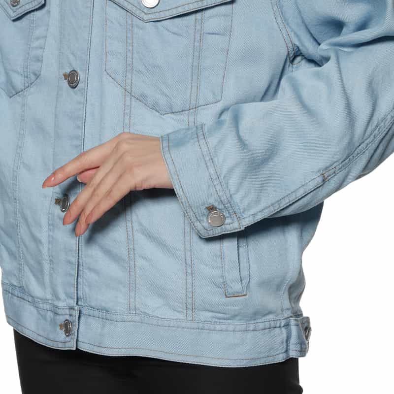 BARNEYS NEW YORK ウォッシャブル ビッグシルエット レーヨンデニム ブルゾン LT BLUE