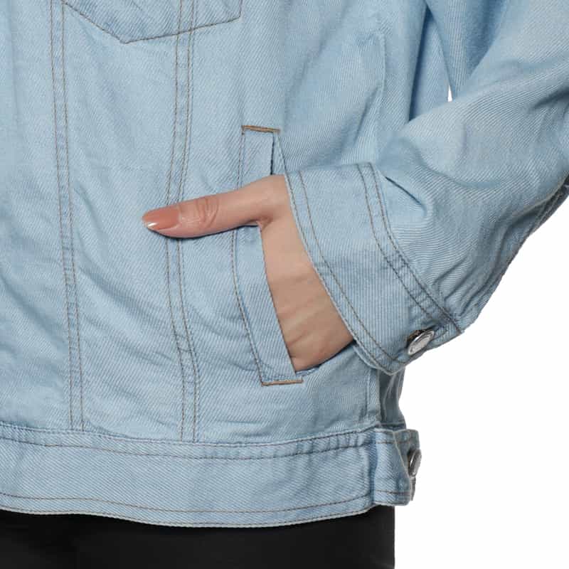 BARNEYS NEW YORK ウォッシャブル ビッグシルエット レーヨンデニム ブルゾン LT BLUE