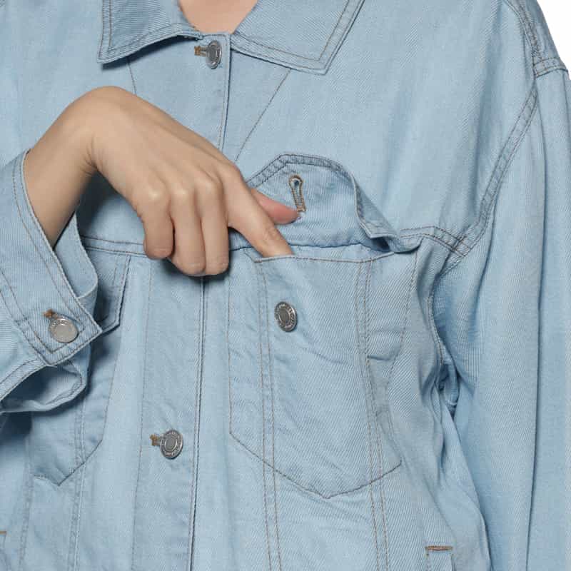 BARNEYS NEW YORK ウォッシャブル ビッグシルエット レーヨンデニム ブルゾン LT BLUE