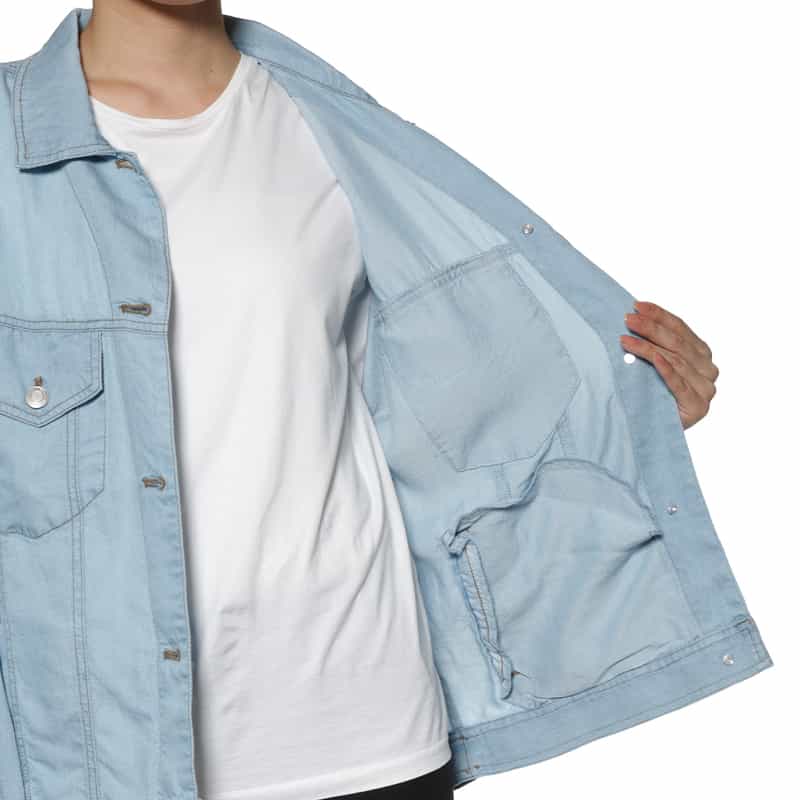 BARNEYS NEW YORK ウォッシャブル ビッグシルエット レーヨンデニム ブルゾン LT BLUE