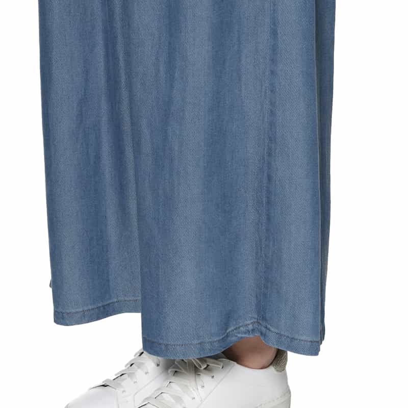 BARNEYS NEW YORK ウォッシャブル レーヨンデニム ドローストリングワイドパンツ BLUE