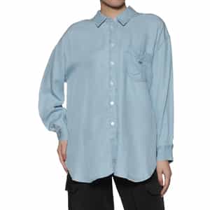 ウォッシャブル 2WAY レーヨンデニム シャツ