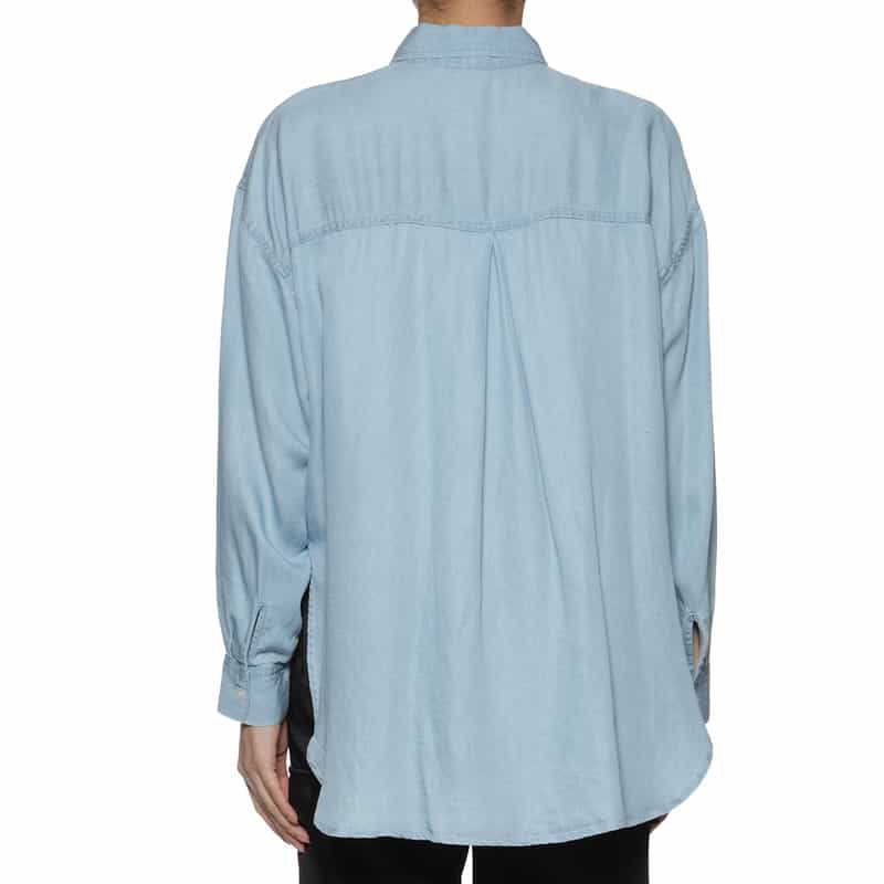 BARNEYS NEW YORK ウォッシャブル 2WAY レーヨンデニム シャツ LT BLUE