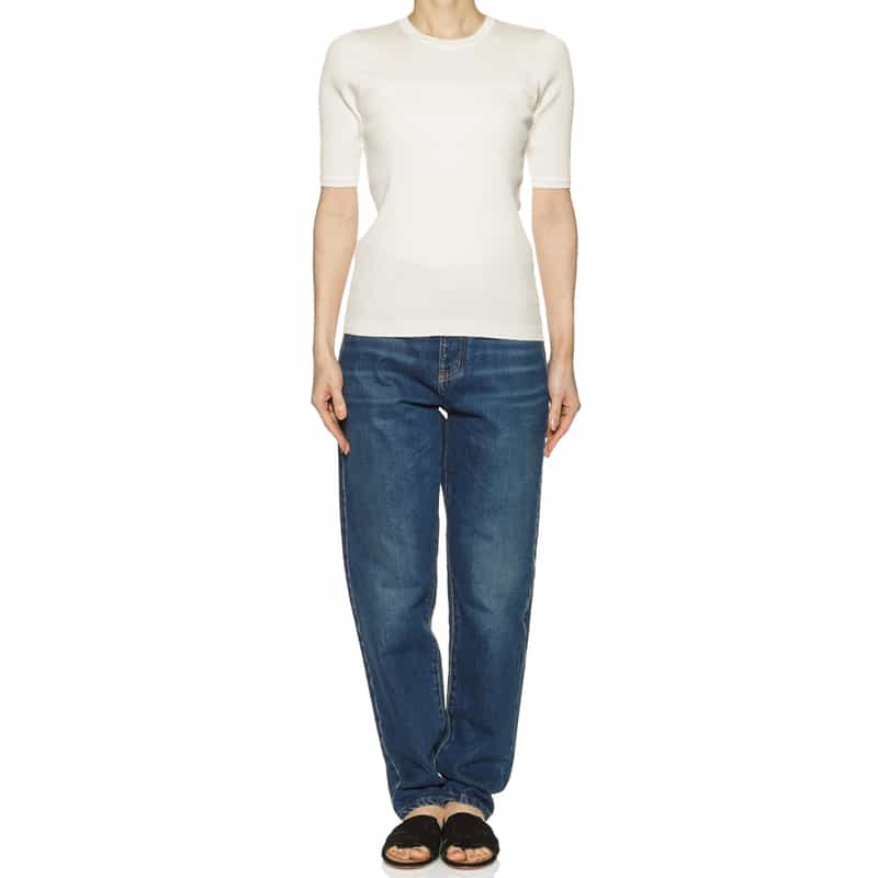 AURALEE AURALEE<オーラリー>ハイゲージ リブニットTシャツ WHITE