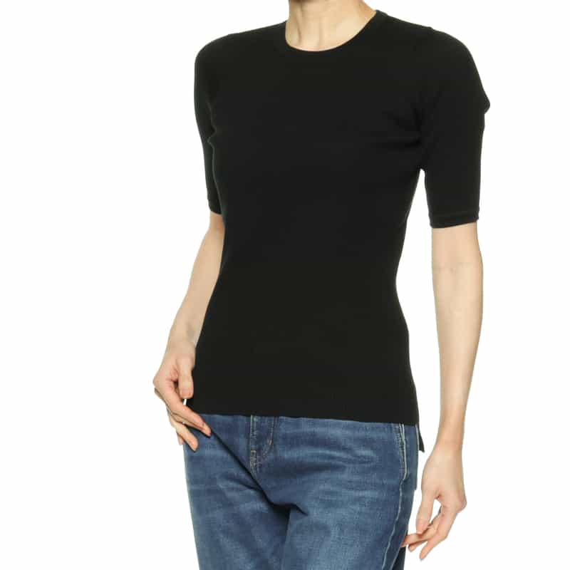 AURALEE AURALEE<オーラリー>ハイゲージ リブニットTシャツ BLACK