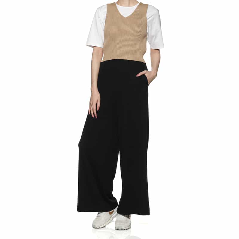 AURALEE Vネックリブニットベスト CAMEL