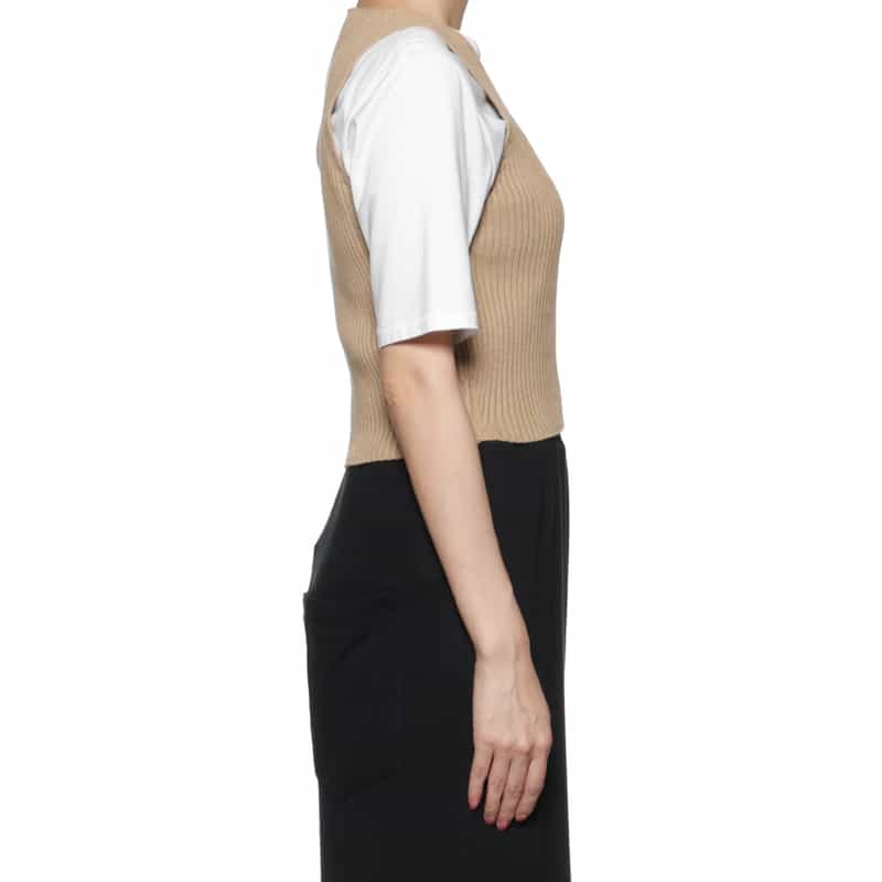 AURALEE Vネックリブニットベスト CAMEL