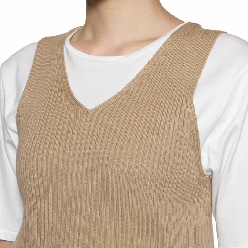 AURALEE Vネックリブニットベスト CAMEL