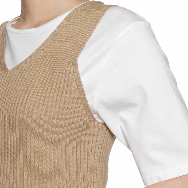 AURALEE Vネックリブニットベスト CAMEL