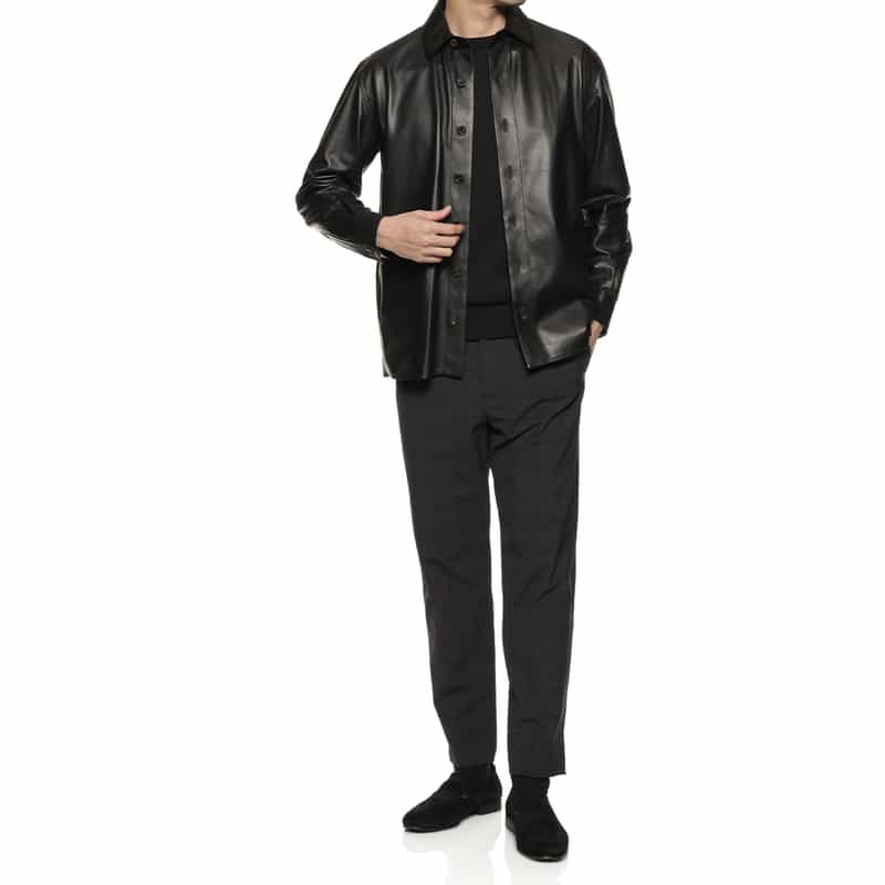 ARMA ラムレザー シャツジャケット BLACK