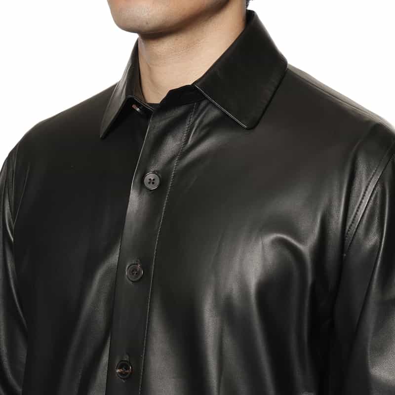 ARMA ラムレザー シャツジャケット BLACK