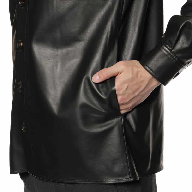 ARMA ラムレザー シャツジャケット BLACK