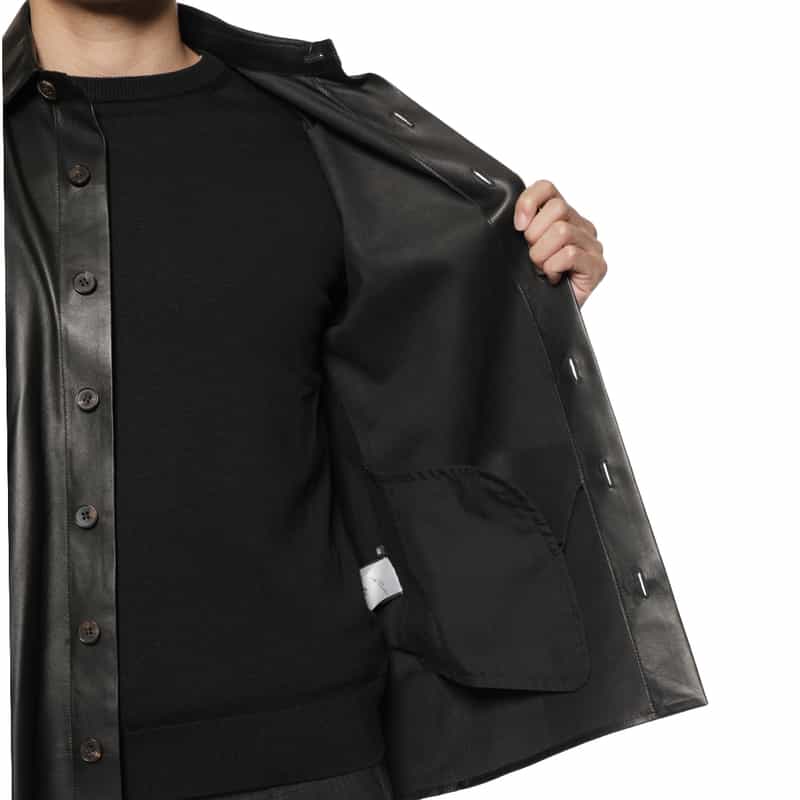 ARMA ラムレザー シャツジャケット BLACK