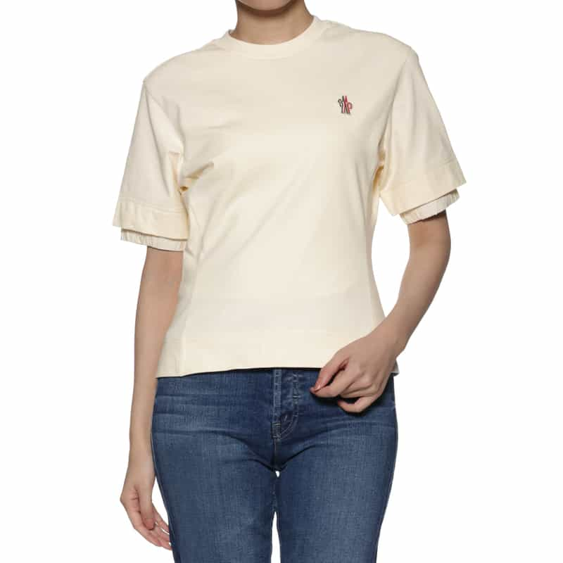 MONCLER GRENOBLE ロゴ入りデザインスリーブTシャツ IVORY