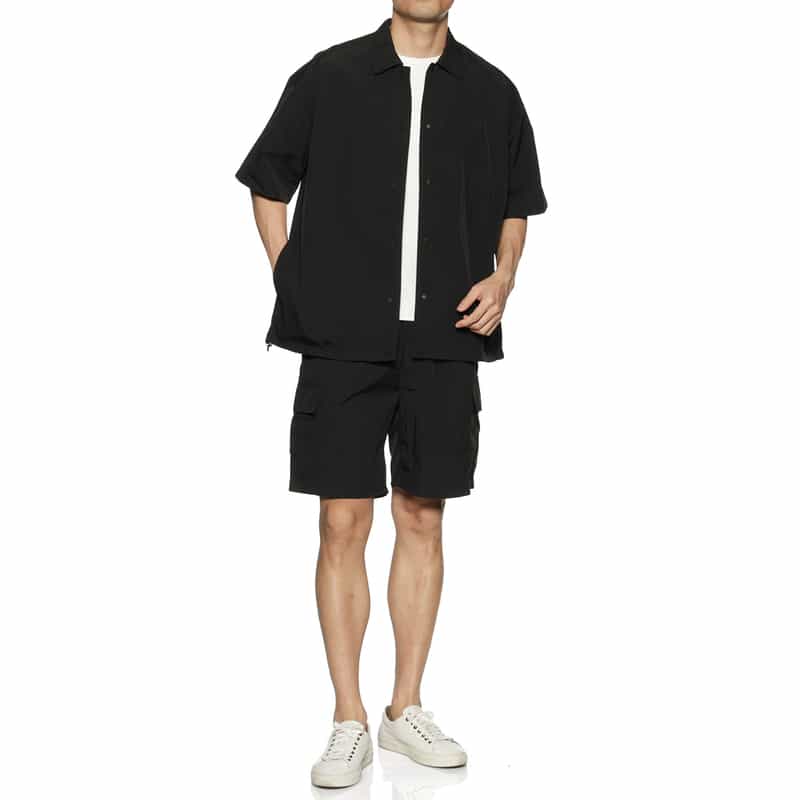 BARNEYS NEW YORK "BARNEYS" ナイロン素材シャツ BLACK