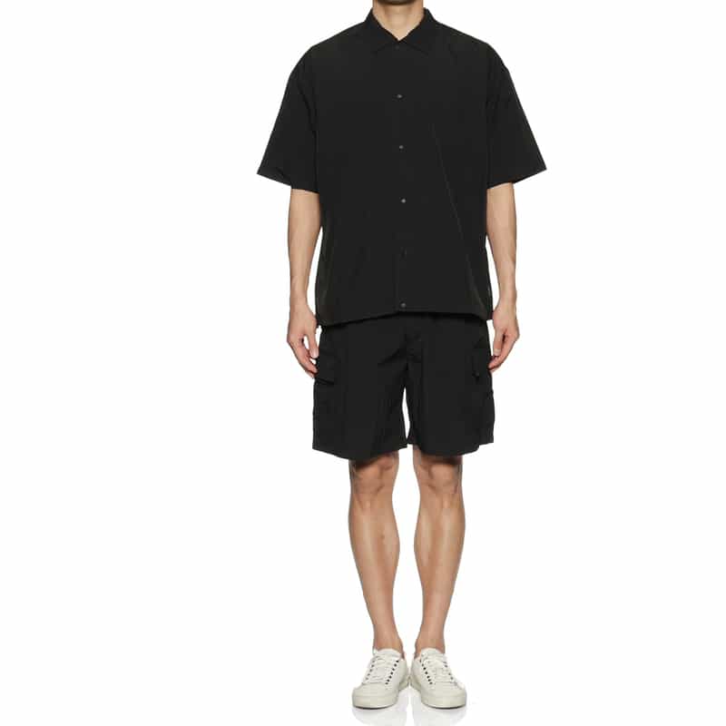 BARNEYS NEW YORK "BARNEYS" ナイロン素材シャツ BLACK