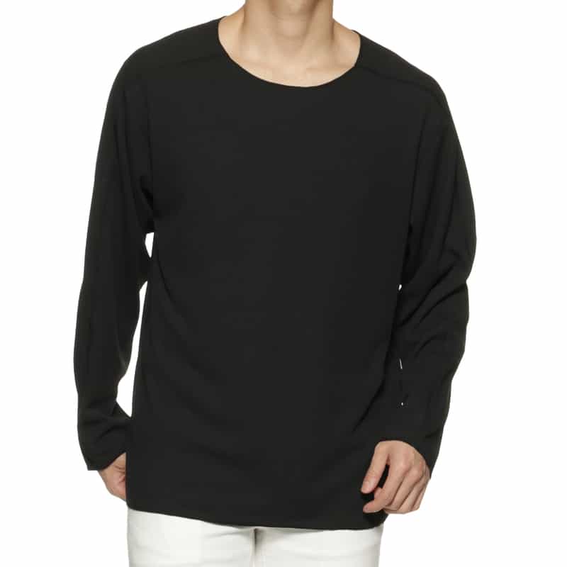 BARNEYS NEW YORK ワッフル素材ロングスリーブTシャツ BLACK