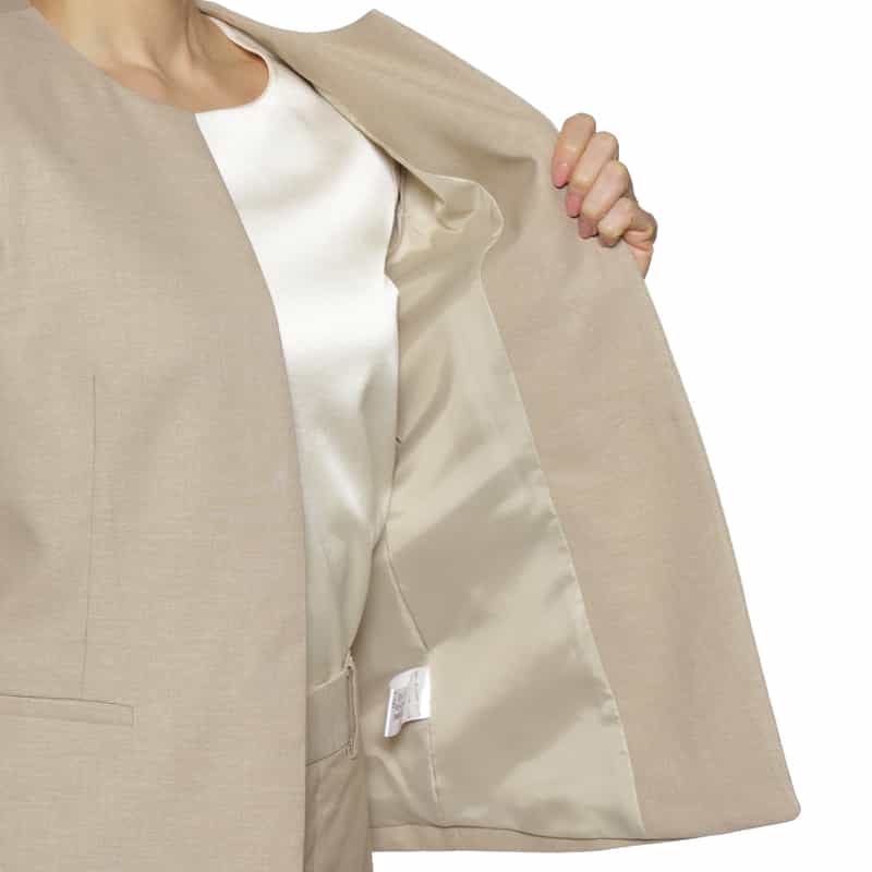 BARNEYS NEW YORK セットアップ ウォッシャブル キーネック ジャケット BEIGE