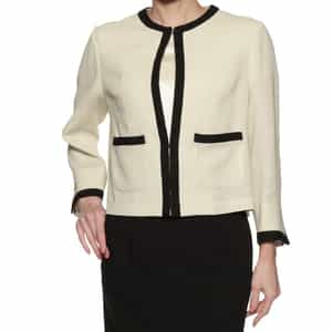 セットアップ ノーカラー トリミングジャケット