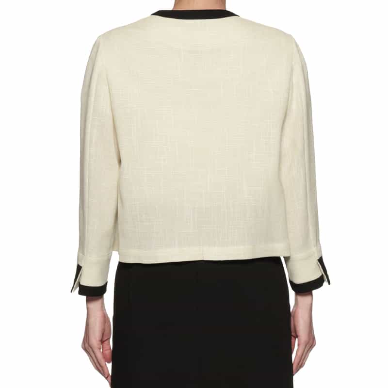 BARNEYS NEW YORK セットアップ ノーカラー トリミングジャケット WHITE