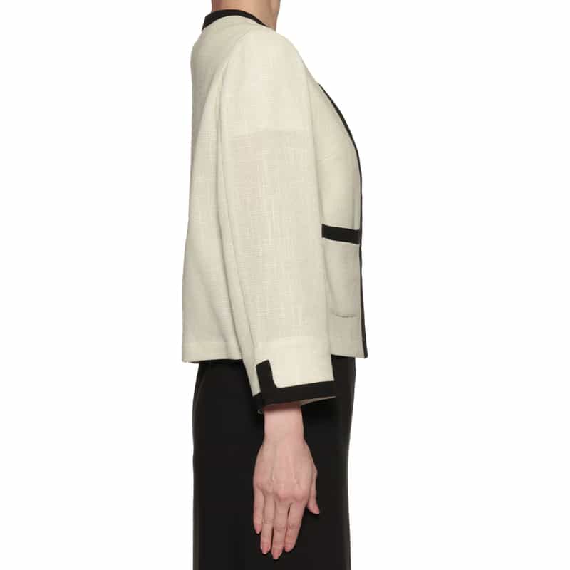 BARNEYS NEW YORK セットアップ ノーカラー トリミングジャケット WHITE