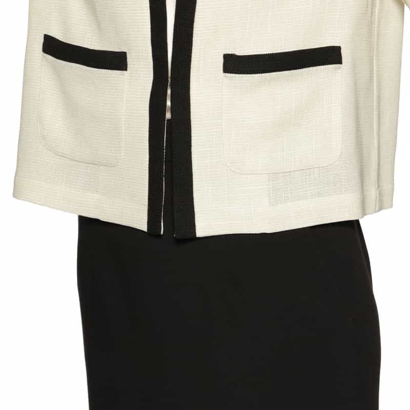 BARNEYS NEW YORK セットアップ ノーカラー トリミングジャケット WHITE