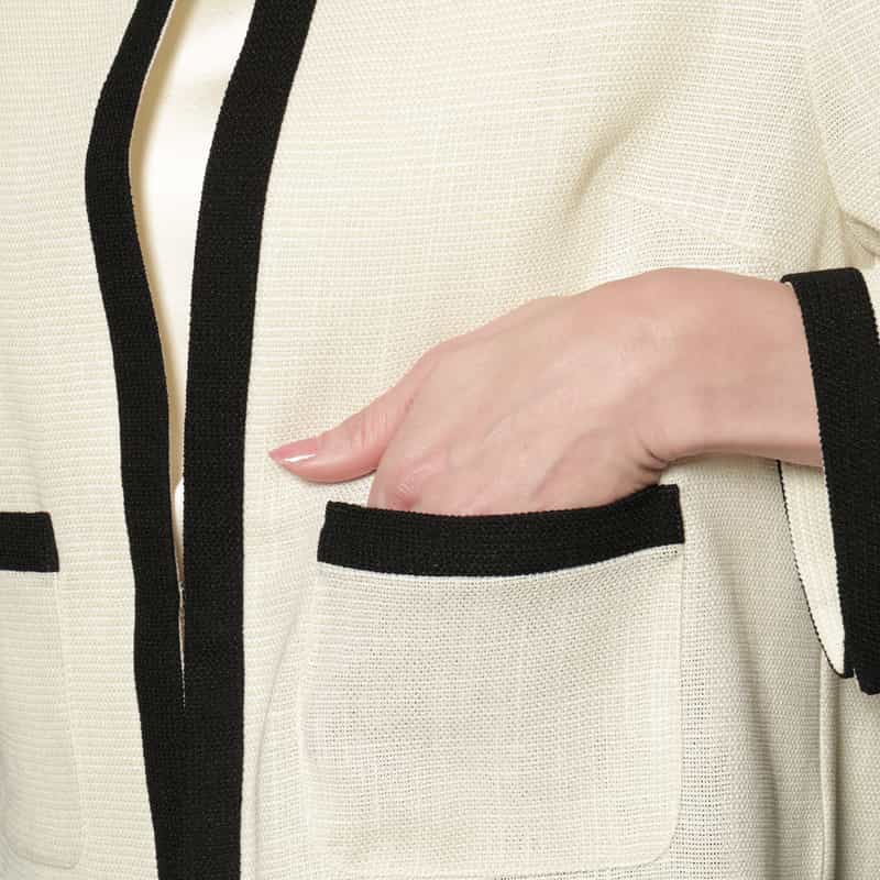 BARNEYS NEW YORK セットアップ ノーカラー トリミングジャケット WHITE