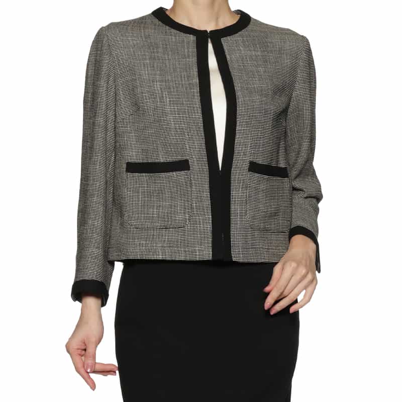 BARNEYS NEW YORK セットアップ ノーカラー トリミングジャケット BLACK